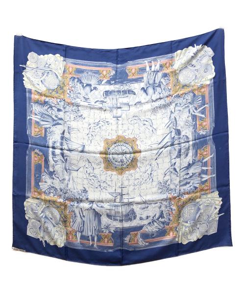 HERMES（エルメス）HERMES (エルメス) カレ90 シルクスカーフ AZVLEJOS ブルー サイズ:下記参照の古着・服飾アイテム