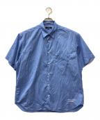 COMME des GARCONS HOMMEコムデギャルソン オム）の古着「綿ブロード ロゴ 半袖シャツ」｜ブルー