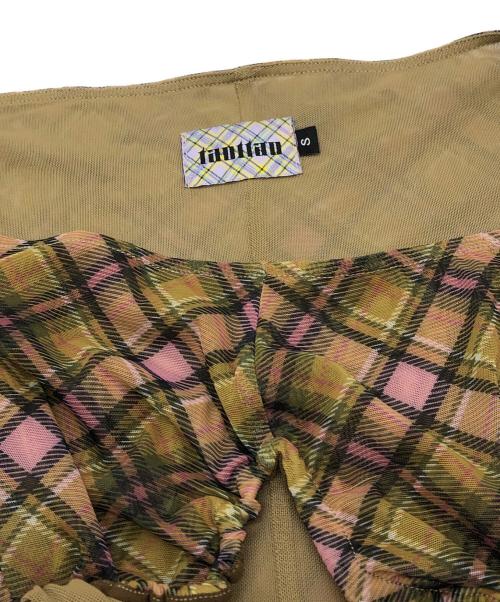 taottao（タオタオ）taottao (タオタオ) Plaid Mesh Star Cutout Tshirt ブラウン サイズ:SIZE Sの古着・服飾アイテム