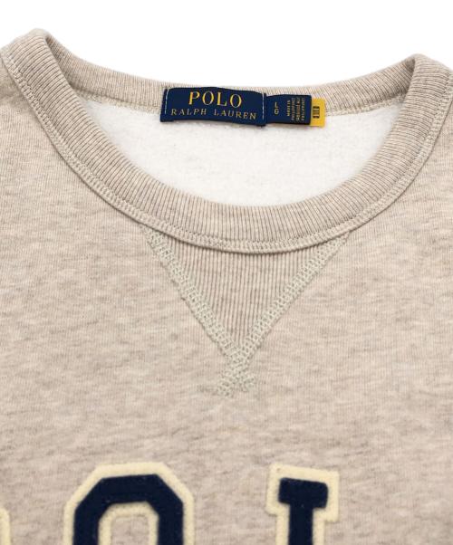 POLO RALPH LAUREN（ポロ・ラルフローレン）POLO RALPH LAUREN (ポロ・ラルフローレン) ロゴワッペンクルーネックスウェット ベージュ サイズ:SIZE Lの古着・服飾アイテム