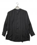 YANTORヤントル）の古着「Pin-stripe Khadi Cotton Long Shirt/ピンストライプ カディコットン ロングシャツ」｜ブラック