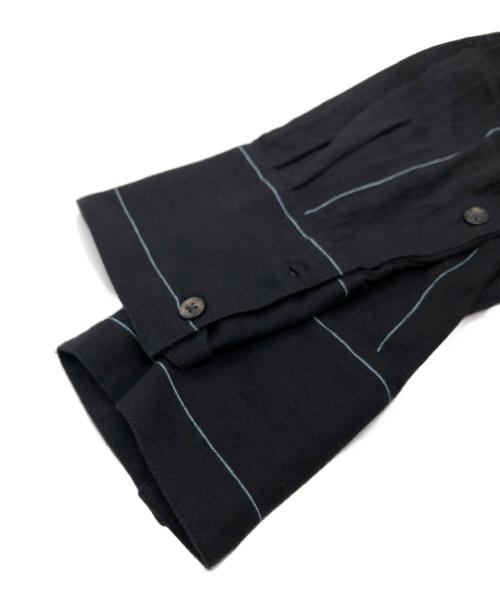 YANTOR（ヤントル）YANTOR (ヤントル) Pin-stripe Khadi Cotton Long Shirt/ピンストライプ カディコットン ロングシャツ ブラック サイズ:SIZE Mの古着・服飾アイテム