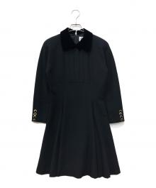 Mademoiselle Dior（マドモアゼル ディオール）の古着「襟ベロアフォーマルワンピース」｜ブラック