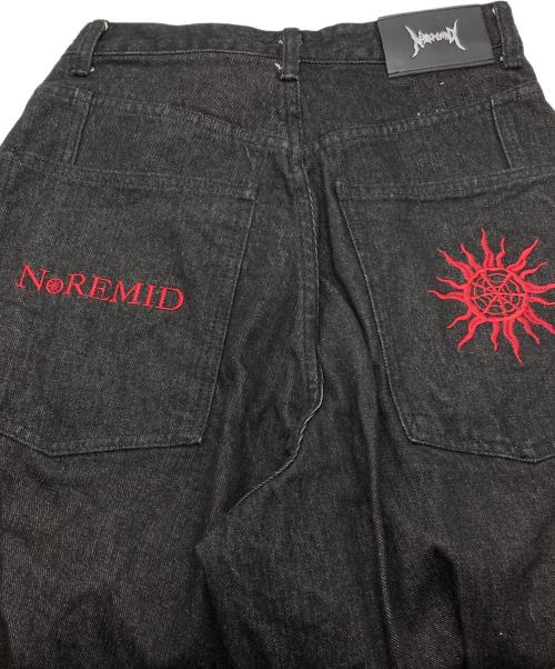 Noremid（ノーリミッド）Noremid (ノーリミッド) バック刺繍バギーデニムパンツ ブラック サイズ:SIZE Sの古着・服飾アイテム