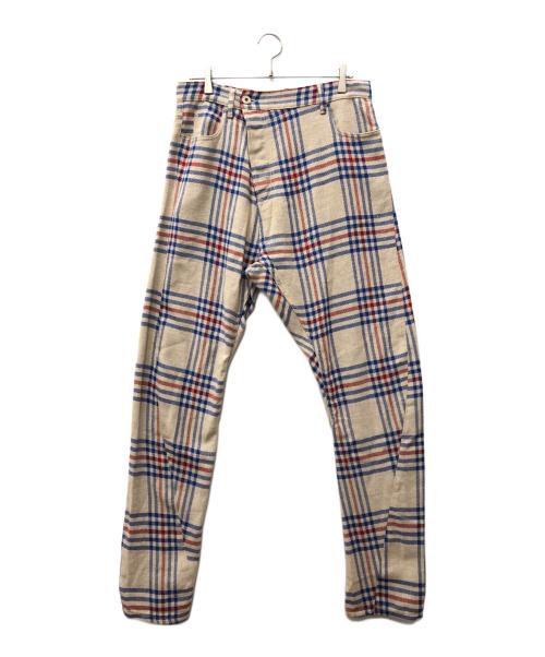 Vivienne Westwood（ヴィヴィアンウエストウッド）Vivienne Westwood (ヴィヴィアンウエストウッド) チェックバナナパンツ ベージュ サイズ:Mの古着・服飾アイテム