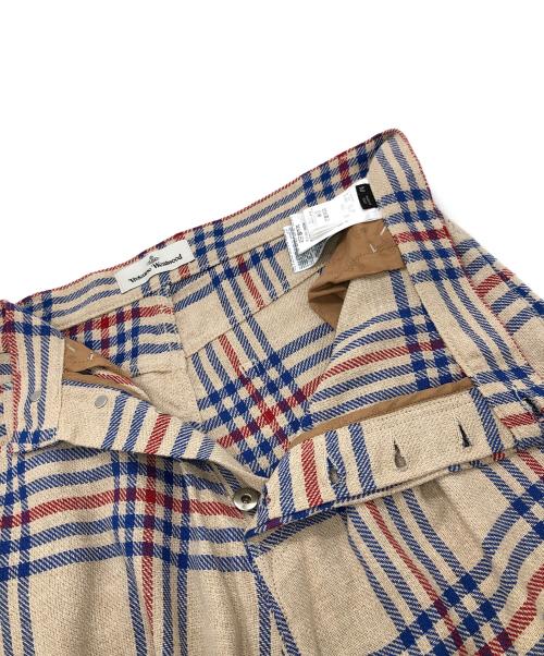Vivienne Westwood（ヴィヴィアンウエストウッド）Vivienne Westwood (ヴィヴィアンウエストウッド) チェックバナナパンツ ベージュ サイズ:Mの古着・服飾アイテム