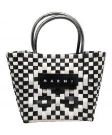 MARNI（マルニ）の古着「フラワーカフェピクニックバッグ」｜ホワイト×ブラック