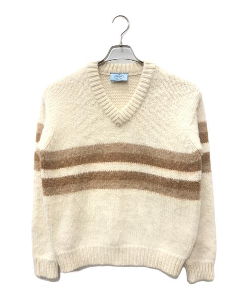 PRADA（プラダ）PRADA (プラダ) アルパカVネックニット ベージュ サイズ:SIZE 46の古着・服飾アイテム