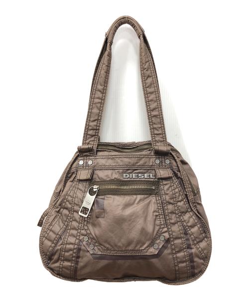 DIESEL（ディーゼル）DIESEL (ディーゼル) アーカイブメタルロゴハンドバッグ ブラウン サイズ:下記参照の古着・服飾アイテム