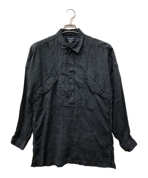 ISSEY MIYAKE（イッセイミヤケ）ISSEY MIYAKE (イッセイミヤケ) SKYLINE リネンプルオーバーシャツ ネイビー サイズ:印字消えのため不明の古着・服飾アイテム