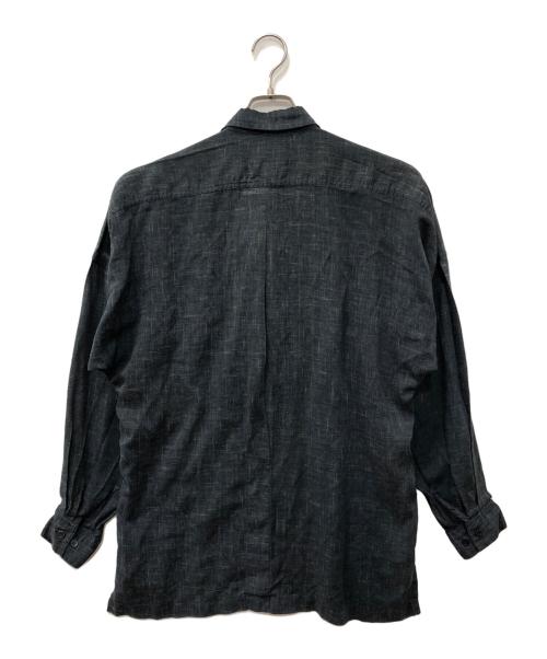 ISSEY MIYAKE（イッセイミヤケ）ISSEY MIYAKE (イッセイミヤケ) SKYLINE リネンプルオーバーシャツ ネイビー サイズ:印字消えのため不明の古着・服飾アイテム