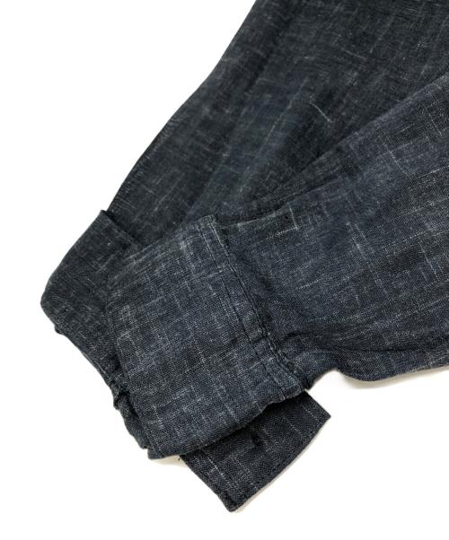 ISSEY MIYAKE（イッセイミヤケ）ISSEY MIYAKE (イッセイミヤケ) SKYLINE リネンプルオーバーシャツ ネイビー サイズ:印字消えのため不明の古着・服飾アイテム
