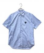 PLAY COMME des GARCONSプレイコムデギャルソン）の古着「ハートワッペンストライプシャツ」｜ブルー