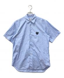 PLAY COMME des GARCONS（プレイコムデギャルソン）の古着「ハートワッペンストライプシャツ」｜ブルー