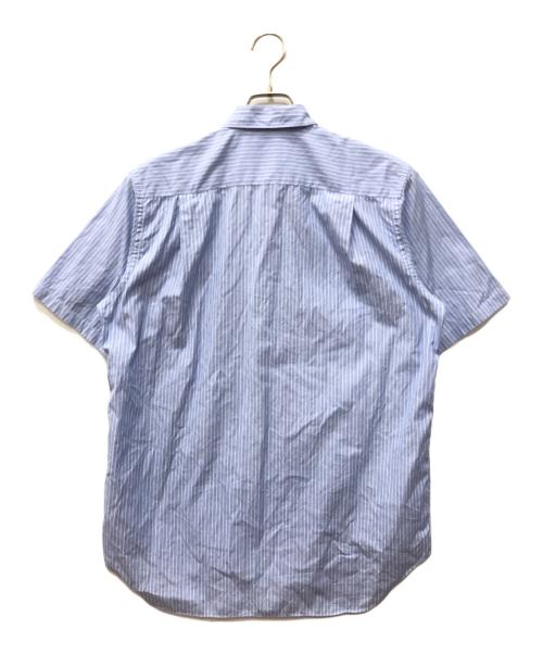 PLAY COMME des GARCONS（プレイコムデギャルソン）PLAY COMME des GARCONS (プレイコムデギャルソン) ハートワッペンストライプシャツ ブルー サイズ:SIZE Mの古着・服飾アイテム