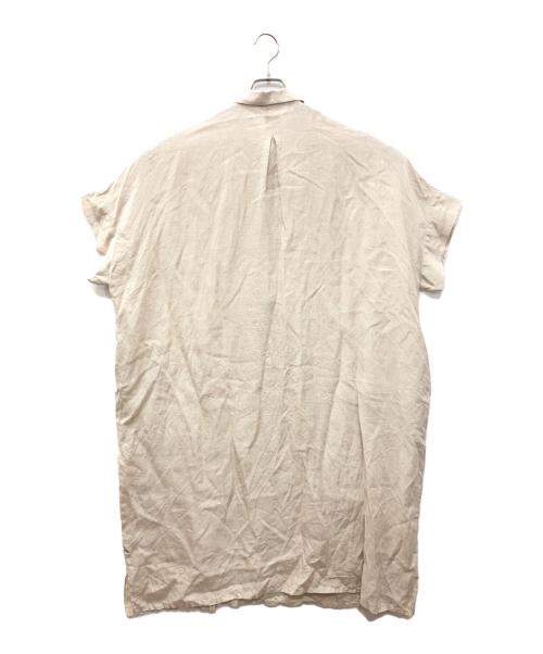 HUIS（ハウス）HUIS (ハウス) シャトルリネンライトショートスリーブロングシャツ ベージュ サイズ:SIZE FREEの古着・服飾アイテム
