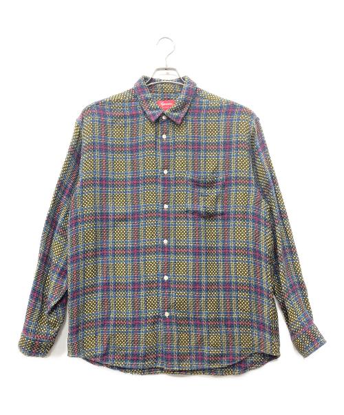 SUPREME（シュプリーム）SUPREME (シュプリーム) Basket Weave Plaid Shirt ブルー×イエロー サイズ:Lの古着・服飾アイテム