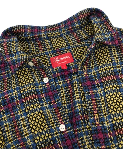 SUPREME（シュプリーム）SUPREME (シュプリーム) Basket Weave Plaid Shirt ブルー×イエロー サイズ:Lの古着・服飾アイテム
