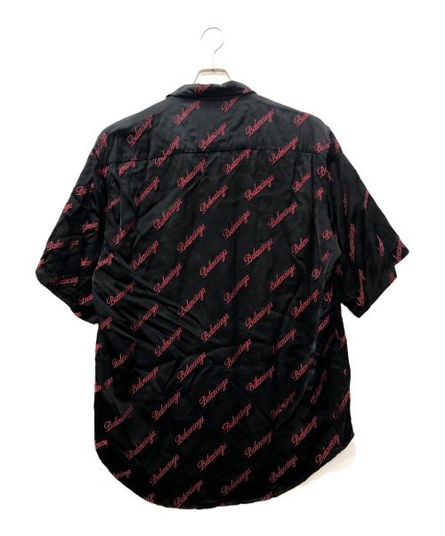 BALENCIAGA（バレンシアガ）BALENCIAGA (バレンシアガ) ロゴ刺繍レーヨン混シャツ ブラック サイズ:36の古着・服飾アイテム