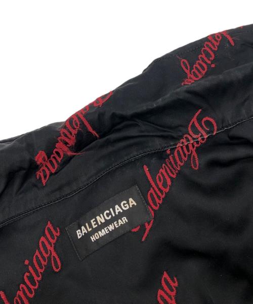 BALENCIAGA（バレンシアガ）BALENCIAGA (バレンシアガ) ロゴ刺繍レーヨン混シャツ ブラック サイズ:36の古着・服飾アイテム