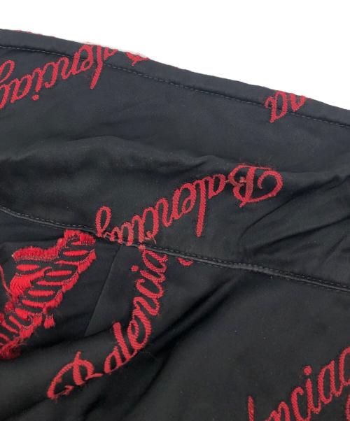 BALENCIAGA（バレンシアガ）BALENCIAGA (バレンシアガ) ロゴ刺繍レーヨン混シャツ ブラック サイズ:36の古着・服飾アイテム