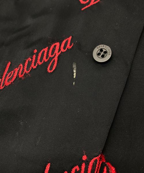 BALENCIAGA（バレンシアガ）BALENCIAGA (バレンシアガ) ロゴ刺繍レーヨン混シャツ ブラック サイズ:36の古着・服飾アイテム