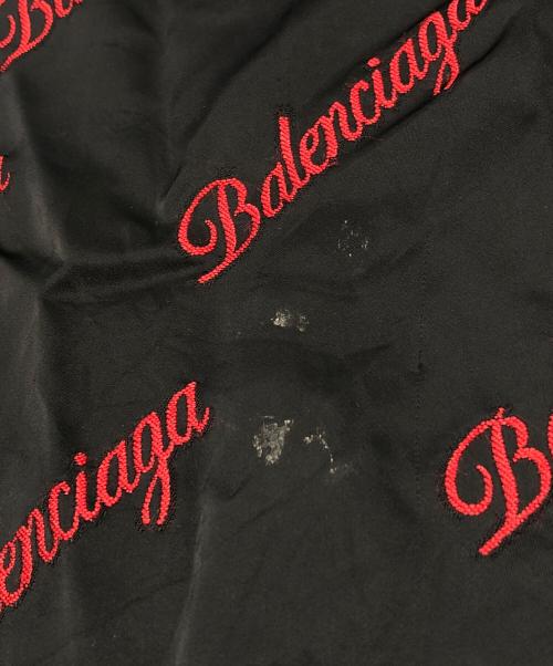 BALENCIAGA（バレンシアガ）BALENCIAGA (バレンシアガ) ロゴ刺繍レーヨン混シャツ ブラック サイズ:36の古着・服飾アイテム
