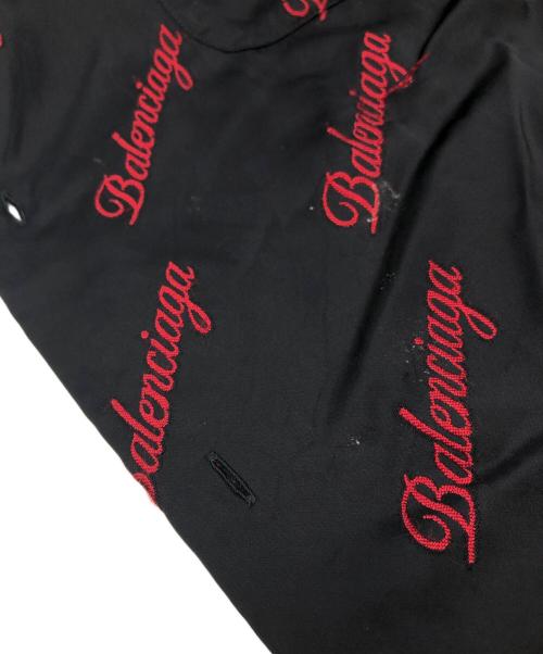 BALENCIAGA（バレンシアガ）BALENCIAGA (バレンシアガ) ロゴ刺繍レーヨン混シャツ ブラック サイズ:36の古着・服飾アイテム