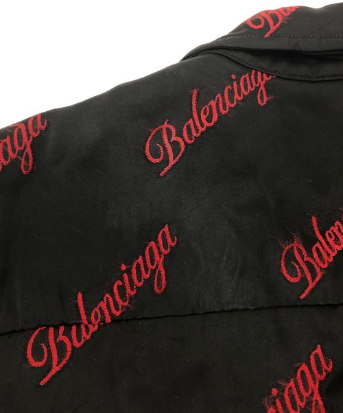 BALENCIAGA（バレンシアガ）BALENCIAGA (バレンシアガ) ロゴ刺繍レーヨン混シャツ ブラック サイズ:36の古着・服飾アイテム