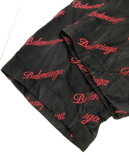 BALENCIAGA（バレンシアガ）BALENCIAGA (バレンシアガ) ロゴ刺繍レーヨン混シャツ ブラック サイズ:36の古着・服飾アイテム
