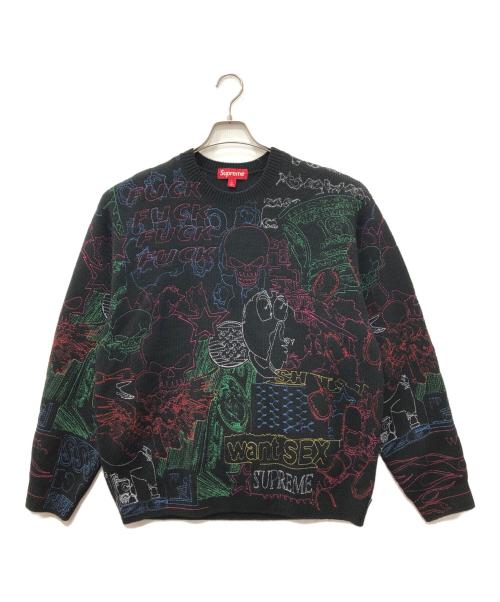 SUPREME（シュプリーム）SUPREME (シュプリーム) collage embroidered sweater ブラック サイズ:Lの古着・服飾アイテム