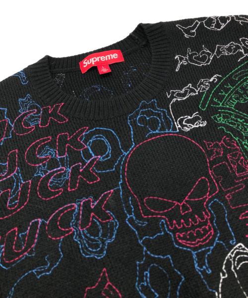 SUPREME（シュプリーム）SUPREME (シュプリーム) collage embroidered sweater ブラック サイズ:Lの古着・服飾アイテム