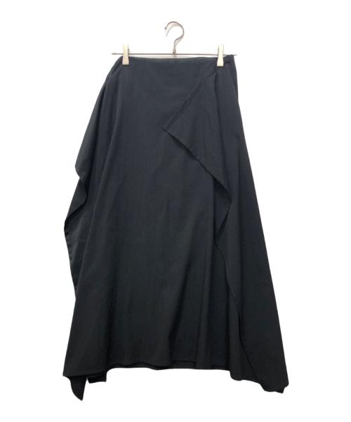 Y's（ワイズ）Y's (ワイズ) ラップデザインロングスカート ブラック サイズ:1の古着・服飾アイテム