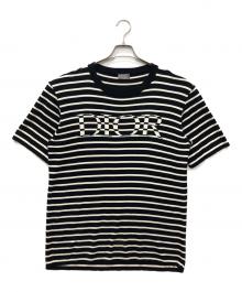 Dior（ディオール）の古着「ロゴジャガードボーダーニットTシャツ」｜ブラック×ホワイト