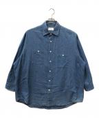HERILLヘリル）の古着「Cotton Cashmere Brush Work Shirts」｜ブルー