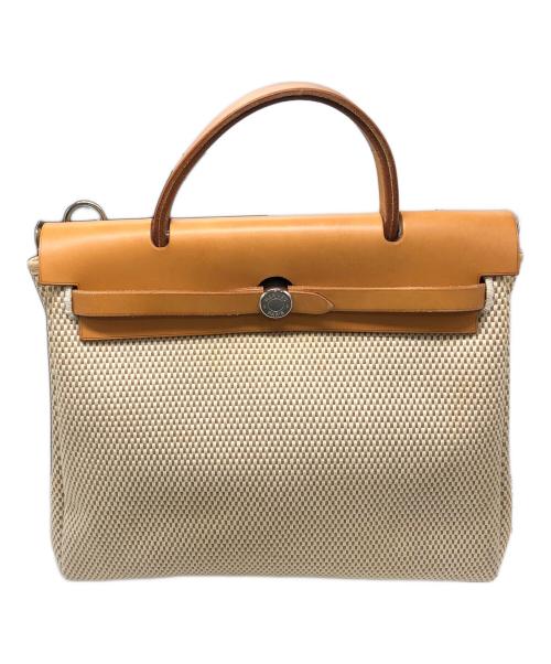 HERMES（エルメス）HERMES (エルメス) 2WAYショルダーバッグ ベージュ×ブラックの古着・服飾アイテム