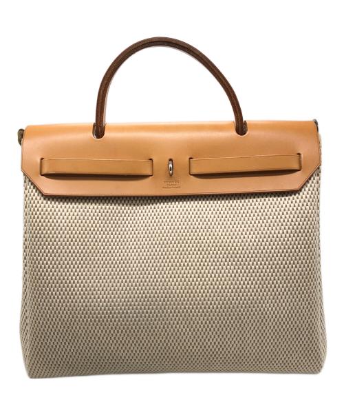 HERMES（エルメス）HERMES (エルメス) 2WAYショルダーバッグ ベージュ×ブラックの古着・服飾アイテム