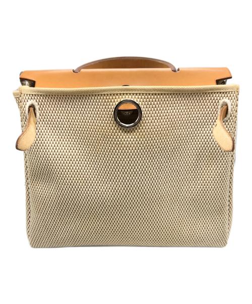 HERMES（エルメス）HERMES (エルメス) 2WAYショルダーバッグ ベージュ×ブラックの古着・服飾アイテム