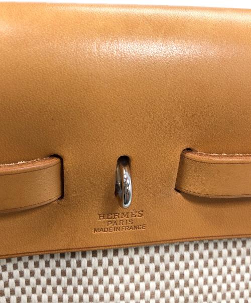 HERMES（エルメス）HERMES (エルメス) 2WAYショルダーバッグ ベージュ×ブラックの古着・服飾アイテム