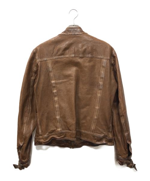 DOLCE & GABBANA（ドルチェ＆ガッバーナ）DOLCE & GABBANA (ドルチェ＆ガッバーナ) バッファローレザージャケット ブラウン サイズ:50の古着・服飾アイテム