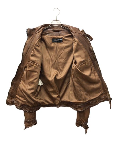 DOLCE & GABBANA（ドルチェ＆ガッバーナ）DOLCE & GABBANA (ドルチェ＆ガッバーナ) バッファローレザージャケット ブラウン サイズ:50の古着・服飾アイテム