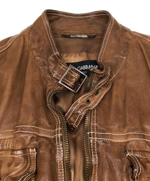 DOLCE & GABBANA（ドルチェ＆ガッバーナ）DOLCE & GABBANA (ドルチェ＆ガッバーナ) バッファローレザージャケット ブラウン サイズ:50の古着・服飾アイテム