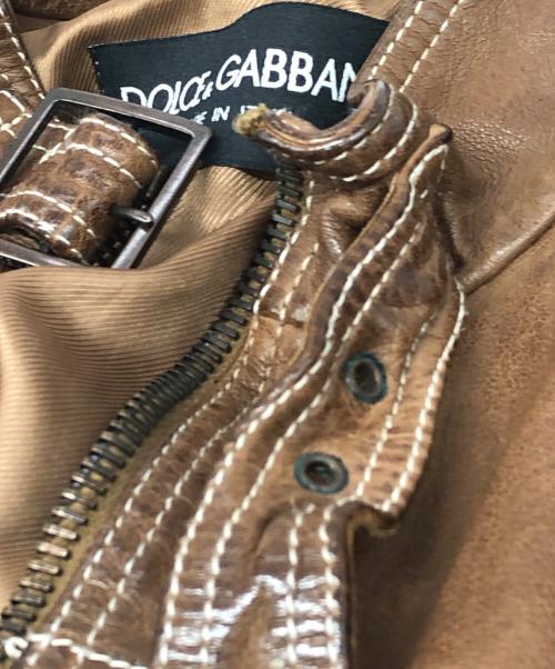 DOLCE & GABBANA（ドルチェ＆ガッバーナ）DOLCE & GABBANA (ドルチェ＆ガッバーナ) バッファローレザージャケット ブラウン サイズ:50の古着・服飾アイテム