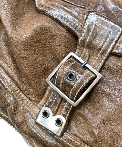 DOLCE & GABBANA（ドルチェ＆ガッバーナ）DOLCE & GABBANA (ドルチェ＆ガッバーナ) バッファローレザージャケット ブラウン サイズ:50の古着・服飾アイテム