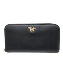 PRADA（プラダ）の古着「サフィアーノラウンドジップウォレット」｜ブラック