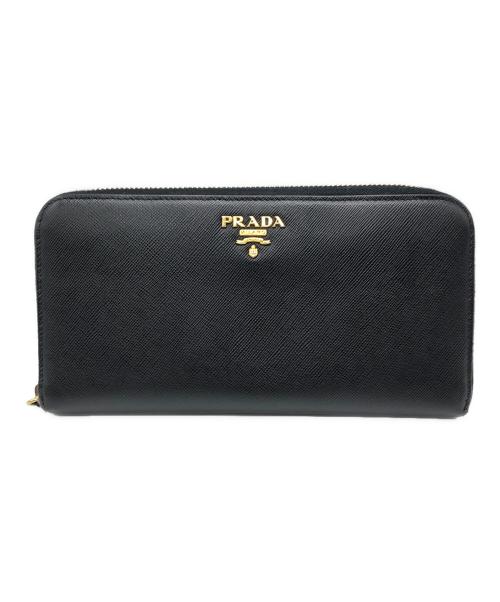 PRADA（プラダ）PRADA (プラダ) サフィアーノラウンドジップウォレット ブラックの古着・服飾アイテム