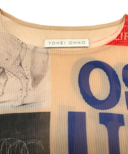 YOHEI OHNO（ヨウヘイオオノ）YOHEI OHNO (ヨウヘイオオノ) 変形グラフィックプリーツカットソー ベージュ サイズ:SIZE 36の古着・服飾アイテム