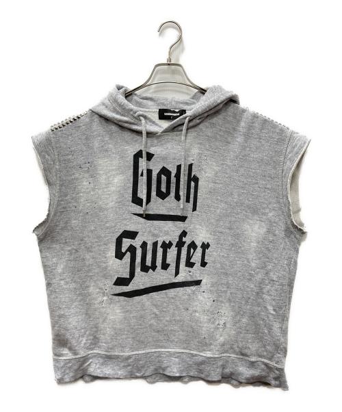 DSQUARED2（ディースクエアード）DSQUARED2 (ディースクエアード) Goth SURF ノースリーブ パーカー グレー サイズ:SIZE Lの古着・服飾アイテム
