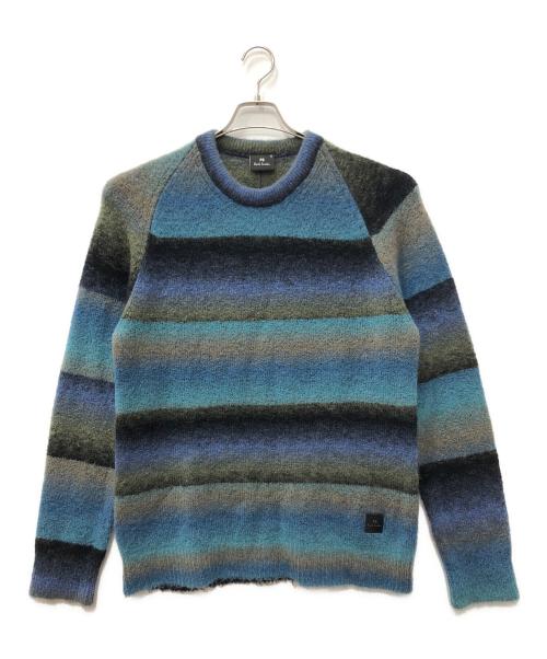 PS Paul Smith（ＰＳポールスミス）PS Paul Smith (ＰＳポールスミス) Gradient Stripeニット ブルー サイズ:XLの古着・服飾アイテム