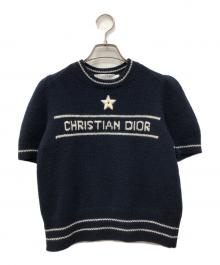 Christian Dior（クリスチャン ディオール）の古着「ロゴショートスリーブニット」｜ネイビー